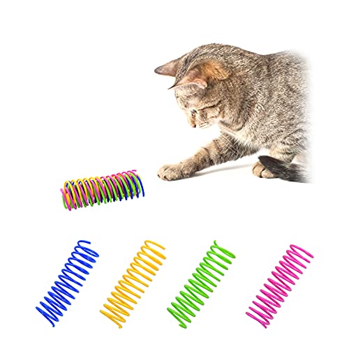 Andiker 12 Stück Cat Spring Spielzeug, Katzenspielzeug für Hauskatzen interaktives Katzen Federspielzeug 3,34-Zoll 4 Farben, hochelastisch Spiralfedern für Katzen (12pcs) von Andiker