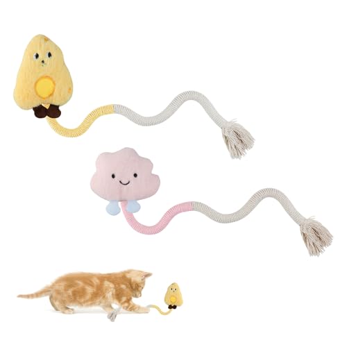 Andiker 2 PCS Katze kauen Seile, Katze kauen Spielzeug mit Cartoon Kätzchen Plüsch Spielzeug mit Katzenminze im Inneren interaktives Katzenspielzeug für Indoor-Katzen zu treten und Zä (Yellow+Pink) Andiker 2 PCS Katze kauen Seile, Katze kauen Spielzeug mit Cartoon Kätzchen Plüsch Spielzeug mit Katzenminze im Inneren interaktives Katzenspielzeug für Indoor-Katzen zu treten und Zä (Yellow+Pink) von Andiker