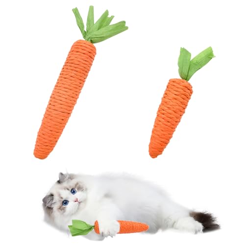 Andiker 2 x Kauspielzeug für Katzen, 1 kleine und 1 große Karottenform, Seilspielzeug mit klingenden Paketen, interaktives Katzenspielzeug für Indoor-Katzen und Kätzchen zum Beißen, Kauen, hält die Andiker 2 x Kauspielzeug für Katzen, 1 kleine und 1 große Karottenform, Seilspielzeug mit klingenden Paketen, interaktives Katzenspielzeug für Indoor-Katzen und Kätzchen zum Beißen, Kauen, hält die von Andiker