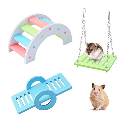 Andiker 3 Stück entzückende Spielzeuge für Hamster, Regenbogenbrücke, Schaukel und Schaukel, Spielzeug für kleine Tiere, die Langeweile brechen von Andiker