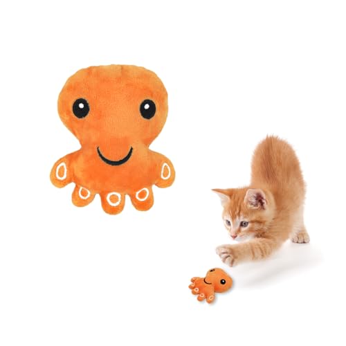Andiker Cat Catnip Toys, Cat Interactive Toys for Indoor Cats, Soft Plush Cat Chew Toys with Crinkle Paper for Relieve Stress, Reduce Boredom, Teething (Orange) von Andiker