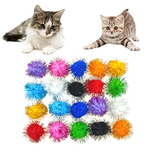 Andiker Glitzernde Katzenbälle, 3,8 cm, 20 Stück, bunte Lametta-Katzen-Glitzerbälle, zum Kauen und Verfolgen, interaktives und leichtes Katzenspielzeug für Indoor-Katzen, um aktiv zu bleiben (4,5 cm) Andiker Glitzernde Katzenbälle, 3,8 cm, 20 Stück, bunte Lametta-Katzen-Glitzerbälle, zum Kauen und Verfolgen, interaktives und leichtes Katzenspielzeug für Indoor-Katzen, um aktiv zu bleiben (4,5 cm) von Andiker