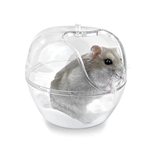 Andiker Hamster Badewanne Kunststoff transparenter Hamster Waschtisch, kleine Haustier Badewanne Container Sauna WC Box mit Schaufel für Hamster, Gerbil, Chinchilla, Goldener Seidenbär (L) von Andiker
