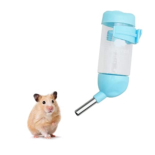 Andiker Hamster-Spenderflasche, kein Tropfen, Kunststoff, hängende Wasserflasche, automatischer Wasserflaschenspender, Käfigschale mit 2 rollenden Bällen für Kaninchen, Chinchilla (80 ml, blau) von Andiker