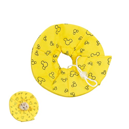 Andiker Hamsterhalsband, verstellbares Vogelhalsband, kleines Haustierschutzkegel nach Operationen, um Lecken zu verhindern, für Hamster, Kaninchen, Meerschweinchen, Kleintiere (Gelb, L) von Andiker