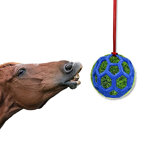 Andiker Heu-Futterball, Pferde-Leckerli-Ball, hängendes Heu-Futter-Spielzeug, um Spaß zu haben und Stress abzubauen, Pferde-Futterball zur Verbesserung der Pferdeverdauung, Heuball für Pferde (blau) von Andiker