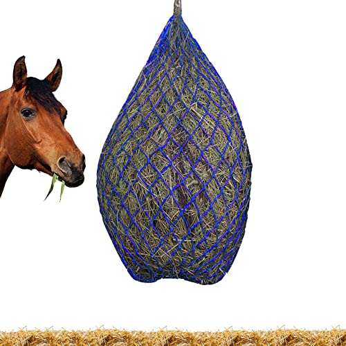 Andiker Heunetz für Pferde 38 Inches, Slow Feed ideal für artgerechte Fütterung, verbesserte Verdauung, Heusack Futtersack Ponys, leichtfuttrige Pferde, Ziegen, Tiere (Blau) von Andiker