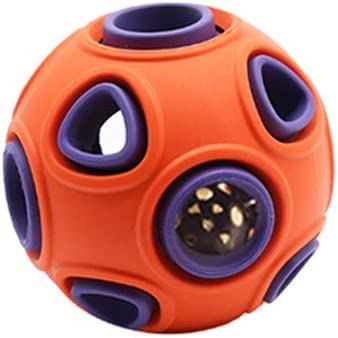 Andiker Hundeball, Hunde-interaktives Spielzeug mit Ring, Glocke, Spielzeug, Hunde-Gummibälle, Hüpfball, Haustierspiel, Puzzle-Ball, bissfestes Spielzeug für Haustier-Kauspielzeug (L, orange) von Andiker