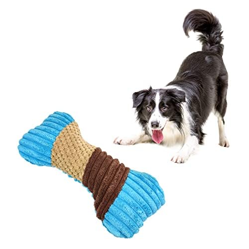 Andiker Hundespielzeug Unzerstörbar, Maiskorn kaubeständig Knochen geformt quietschenden Hund Plüschtier, Interaktives Hundeplüschspielzeug für kleine bis mittelgroße Hunde zum Kauen von Andiker