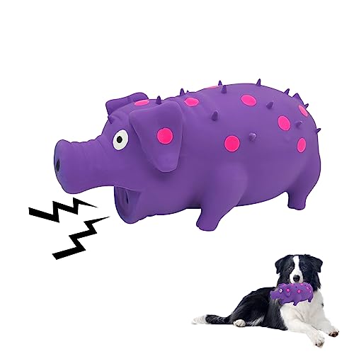 Andiker Hundespielzeug mit Quietschelement, gepunktet, Latex, Kauspielzeug mit Oink-Sound, Quietscher, Grunzendes Schwein, Hundespielzeug, langlebig, selbstspielend, 20,3 cm, Hundespielzeug für von Andiker