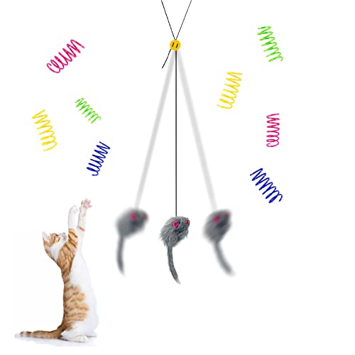 Andiker Interaktives Katzenspielzeug, 9er Pack, Katzenspielzeug mit verstellbarem elastischem Seil, Spielzeug für Katzen und Mäuse, 8 Stück Federn für Katzen Andiker Interaktives Katzenspielzeug, 9er Pack, Katzenspielzeug mit verstellbarem elastischem Seil, Spielzeug für Katzen und Mäuse, 8 Stück Federn für Katzen von Andiker