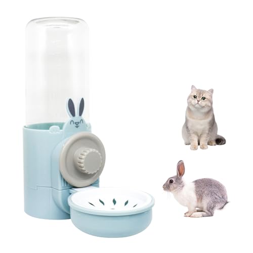 Andiker Kaninchen Wasserflaschen, 500ml/499.0 g Hund Wasserflasche Kein Tropfen Hängende Wasser Automatischer Spender für Katze Hamster Igel Frettchen Kleintier (Blau, 500ml) von Andiker
