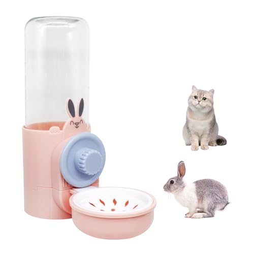 Andiker Kaninchen Wasserflaschen, 500ml/499.0 g Hund Wasserflasche Kein Tropfen Hängende Wasser Automatischer Spender für Katze Hamster Igel Frettchen Kleintier (Rosa, 500ml) von Andiker