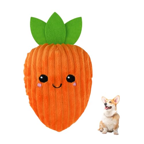 Andiker Karotte Hundespielzeug, 9.84'' Hund Quietschspielzeug innen mit einem Quietscher, weiches Baumwollplüsch Hundespielzeug für kleine und mittlere Hunde und Welpen (Orange) von Andiker