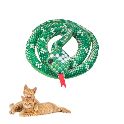 Andiker Katze Katzenminze Spielzeug für Katzen, 31in Lange Schlange Katzenminze Spielzeug mit Crinkle Sound Katze interaktives Spielzeug, Plüsch Spielzeug zum Spielen Katze Kau Spielzeug (Grün) von Andiker
