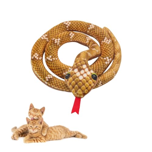Andiker Katze Katzenminze Spielzeug für Katzen, 31in Lange Schlange Katzenminze Spielzeug mit Crinkle Sound Katze interaktives Spielzeug, Plüsch Spielzeug zum Spielen Katze Kau Spielzeug (Orange) von Andiker