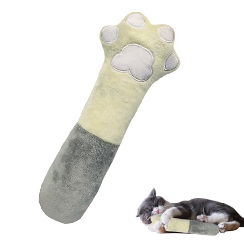 Andiker Katze Spielzeug für Indoor Katzen, 11.22in Plüsch Katzenminze Spielzeug mit Knitterpapier innen, Fluffy interaktive Katze Spielzeug 1 Sisal Kratzer zum Beißen, Kauen, Kratzen (Weiß) von Andiker