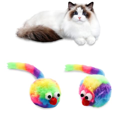 Andiker Katzen-Maus-Spielzeug, Katzen-Plüschtiere mit Regenbogen-Rattenschwanz-Design, eingebauter Klangstein, hautfreundliches Kaninchen-Plüsch, lebendiges Katzenspielzeug für den Innenbereich, Andiker Katzen-Maus-Spielzeug, Katzen-Plüschtiere mit Regenbogen-Rattenschwanz-Design, eingebauter Klangstein, hautfreundliches Kaninchen-Plüsch, lebendiges Katzenspielzeug für den Innenbereich, von Andiker