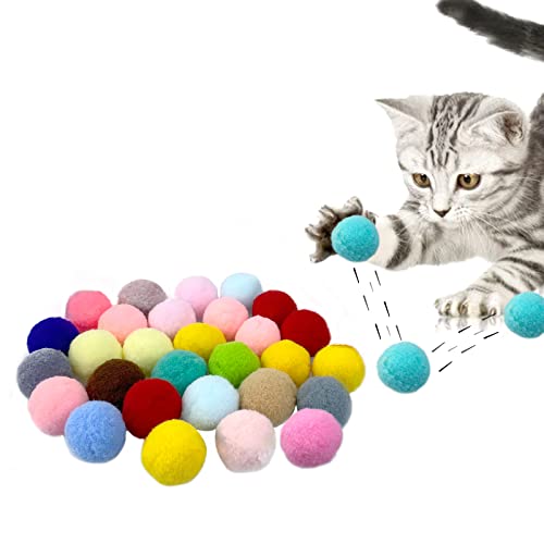 Andiker Katzen-Pompon-Bälle, 30 Stück Katzenball-Spielzeug, 3.1 cm, bunte Katzen-Pom-Bälle, leichte Indoor-Katzen, Katzenspielzeug für Indoor-Katzen, um mehr Bewegung zu erledigen (2.5 cm) von Andiker