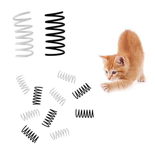 Andiker Katzen Spring Spielzeug, 12 Stück Buntes interaktives Spirale Katzenspielzeug, Kunststoff Spiralfedern zum Schlagen, Beißen und Jagen von Kätzchenspielzeug (schwarz und weiß) von Andiker