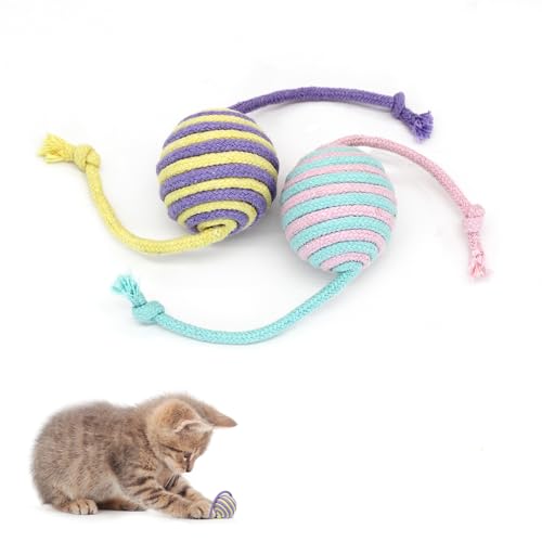 Andiker Katzenbälle-Set, 2 Stück, 4,5 cm, Katzenspielzeug für Indoor-Katzen, um Langeweile zu lindern, interaktives Katzenspielzeug mit zweifarbigem Baumwollseil für Indoor-Katzen zum Jagen, Beißen, Andiker Katzenbälle-Set, 2 Stück, 4,5 cm, Katzenspielzeug für Indoor-Katzen, um Langeweile zu lindern, interaktives Katzenspielzeug mit zweifarbigem Baumwollseil für Indoor-Katzen zum Jagen, Beißen, von Andiker