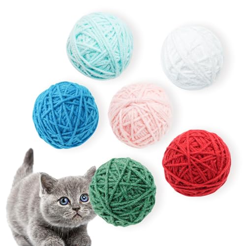 Andiker Katzenball-Spielzeug, buntes Wollgarn, Kätzchen-Spielzeug für Katzen für Indoor-Katzen, zum Selbstspiel, 5,1 cm, interaktives Spielzeug mit Schnur für Jagd, Beißen, Langeweile Andiker Katzenball-Spielzeug, buntes Wollgarn, Kätzchen-Spielzeug für Katzen für Indoor-Katzen, zum Selbstspiel, 5,1 cm, interaktives Spielzeug mit Schnur für Jagd, Beißen, Langeweile von Andiker