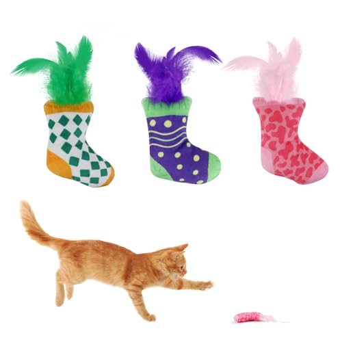 Andiker Katzenfeder-Spielzeug, 12 cm, knisterndes Spielzeug mit Knisterpapier, niedliche Sockenform, leicht, interaktives Katzenspielzeug für Indoor-Katzen und Kätzchen, zum Kauen, Beißen, Apportieren Andiker Katzenfeder-Spielzeug, 12 cm, knisterndes Spielzeug mit Knisterpapier, niedliche Sockenform, leicht, interaktives Katzenspielzeug für Indoor-Katzen und Kätzchen, zum Kauen, Beißen, Apportieren von Andiker