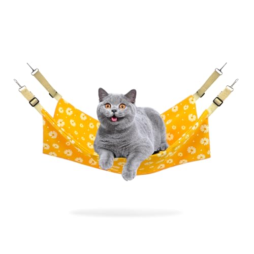 Andiker Katzenhängematte zum Aufhängen in Käfigen, wendbare Hängematte mit Metallhaken für Katzen zum Schlafen und Spielen, 55,9 x 45,7 cm, doppellagiges Katzenbett zum Aufhängen im Käfig oder unter von Andiker