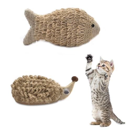 Andiker Katzenkauspielzeug, Fisch- und Igelformen, Hanfseil, Katzenzahnreinigungsspielzeug, integrierte klingende Partikel, unterhaltsames und bissfestes Katzenspielzeug für Indoor-Katzen und Kätzchen Andiker Katzenkauspielzeug, Fisch- und Igelformen, Hanfseil, Katzenzahnreinigungsspielzeug, integrierte klingende Partikel, unterhaltsames und bissfestes Katzenspielzeug für Indoor-Katzen und Kätzchen von Andiker