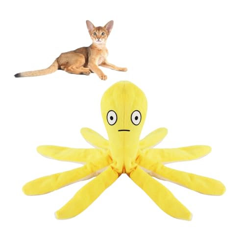 Andiker Katzenminze-Spielzeug für Katzen, 10,63 Zoll, niedliches Oktopus-Form, Plüsch-Katzenspielzeug mit Katzenminze, Knisterpapier, weiches interaktives Katzenspielzeug für Indoor-Katzen, Kätzchen von Andiker