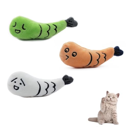 Andiker Katzenminze-Spielzeug für Katzen, 3 Stück, bissfestes Plüsch-Kauspielzeug zum Kauen, 10 cm, interaktives Katzenminze-gefülltes Kätzchenspielzeug für Indoor-Katzen, Selbstspiel zum Treten und von Andiker
