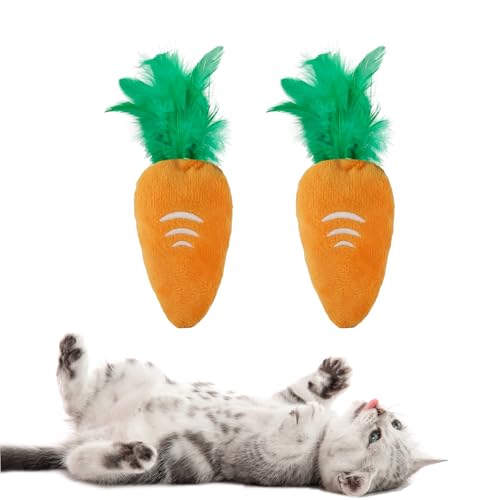 Andiker Katzenminze-Spielzeug für Katzen, niedliche Karottenform, weiches Kauspielzeug für Katzen, mit glattem, hautfreundlichem Plüschstoff, mit Katzenminze, interaktives Katzenspielzeug für von Andiker
