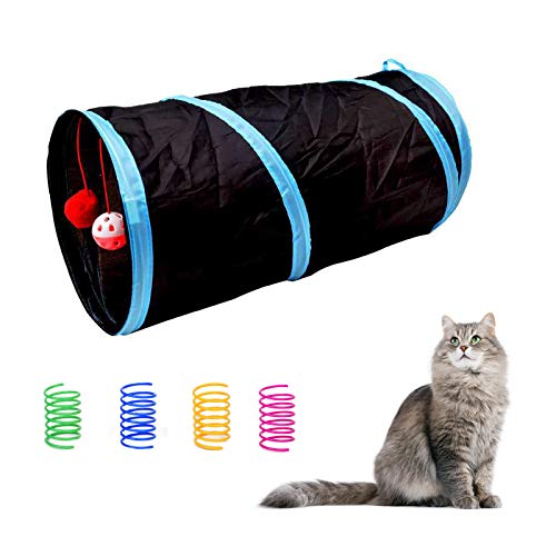 Andiker Katzenspielzeug, 5 Stück, Katzentunnel und 4 Katzenfeder-Spielzeuge, zusammenklappbares Katzenspielzeug für Innenkatzen, interaktives Geräusch, Papierkatze, niedliches Rohrspielzeug mit Andiker Katzenspielzeug, 5 Stück, Katzentunnel und 4 Katzenfeder-Spielzeuge, zusammenklappbares Katzenspielzeug für Innenkatzen, interaktives Geräusch, Papierkatze, niedliches Rohrspielzeug mit von Andiker