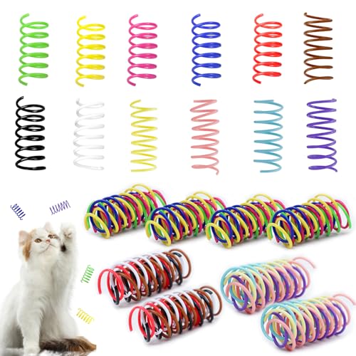Andiker Katzenspielzeug, bunt, weich, stabil, Kunststoff, Spiralspielzeug mit großer Elastizität, lustiges, interaktives Katzenspielzeug für Indoor-Katzen, Kätzchen zur Jagd von Bissen, 32 Stück Andiker Katzenspielzeug, bunt, weich, stabil, Kunststoff, Spiralspielzeug mit großer Elastizität, lustiges, interaktives Katzenspielzeug für Indoor-Katzen, Kätzchen zur Jagd von Bissen, 32 Stück von Andiker