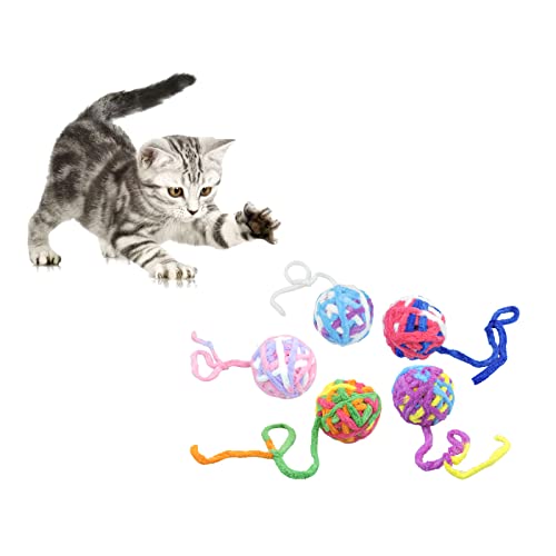 Andiker Katzenspielzeug-Bälle mit Glocke und Schnur, Kätzchenspielzeug, Garnbälle für Indoor-Katzen, interaktives Spielen (5 Stück) von Andiker
