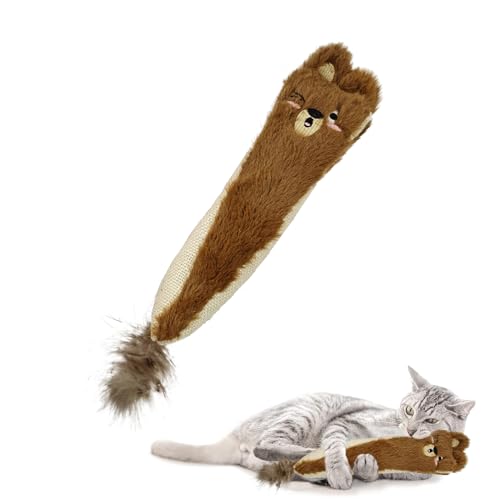 Andiker Katzenspielzeug für Hauskatzen, 26 cm, Plüsch-Katzenminze-Spielzeug mit Knisterpapier innen, flauschiges, interaktives Katzenspielzeug mit Feder und 2 Sisal-Kratzern zum Beißen, Kauen, Kratzen Andiker Katzenspielzeug für Hauskatzen, 26 cm, Plüsch-Katzenminze-Spielzeug mit Knisterpapier innen, flauschiges, interaktives Katzenspielzeug mit Feder und 2 Sisal-Kratzern zum Beißen, Kauen, Kratzen von Andiker