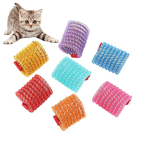 Andiker Katzenspielzeuge, 5 Stück Cat Spring Spielzeug Kauspielzeug für Katzen Buntes und Interaktives Teleskopierbares Lustiges Katzen Spiralfeder Flexible Spiralfeder Kauspielzeug für Kätzchen von Andiker