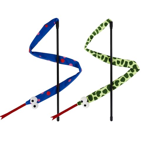 Andiker Katzenstab-Spielzeug, 111,8 cm, Plüsch-Katzenschlange, Spielzeug mit langem Tonpapier, leicht, interaktives Katzenspielzeug für Indoor-Katzen und Kätzchen, 2 Stück Andiker Katzenstab-Spielzeug, 111,8 cm, Plüsch-Katzenschlange, Spielzeug mit langem Tonpapier, leicht, interaktives Katzenspielzeug für Indoor-Katzen und Kätzchen, 2 Stück von Andiker