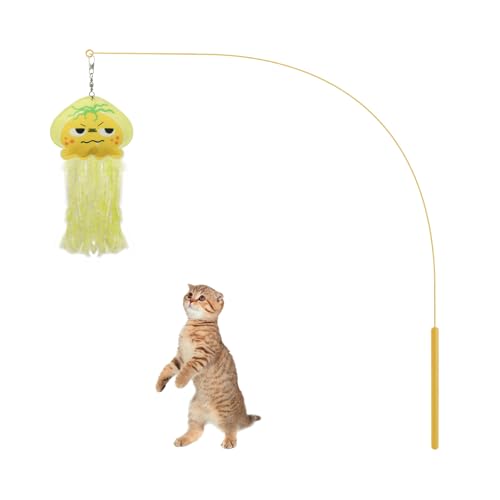Andiker Katzenstab-Spielzeug, 89,9 cm, flexibler Katzenstab, lebendige Quallen, Katzenstab-Ersatz mit Glocke, stabiles interaktives Katzenspielzeug für Indoor-Katzen, die jagen, springen, unterhaltsam Andiker Katzenstab-Spielzeug, 89,9 cm, flexibler Katzenstab, lebendige Quallen, Katzenstab-Ersatz mit Glocke, stabiles interaktives Katzenspielzeug für Indoor-Katzen, die jagen, springen, unterhaltsam von Andiker