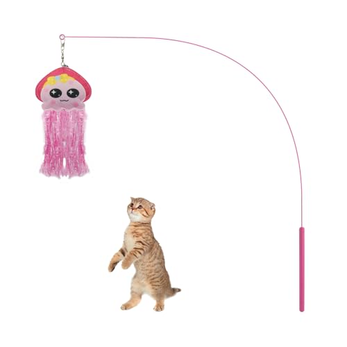 Andiker Katzenstab-Spielzeug, 89,9 cm, flexibler Katzenstab, lebendige Quallen, Katzenstab-Ersatz mit Glocke, stabiles interaktives Katzenspielzeug für Indoor-Katzen, die jagen, springen, unterhaltsam Andiker Katzenstab-Spielzeug, 89,9 cm, flexibler Katzenstab, lebendige Quallen, Katzenstab-Ersatz mit Glocke, stabiles interaktives Katzenspielzeug für Indoor-Katzen, die jagen, springen, unterhaltsam von Andiker
