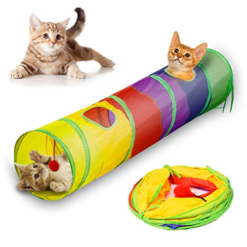Katzentunnel, Haustier-Tunnel, zusammenklappbares Spielzeug für drinnen und draußen, Verstecken, Laufen, mit lustigem Ball,Cat Play Tunnel, Pet Tunnel,Katzenspielzeug Katze Spielzeug von Andiker