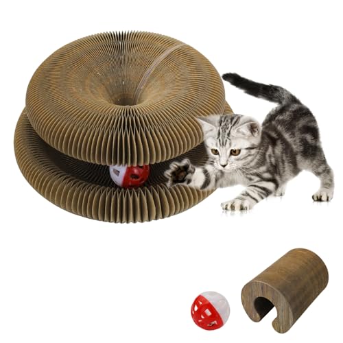 Andiker Magic Organ Cat Scratching Board, Wellpappe Katze Kratzer mit Ball für das Spielen Kratzen Pfoten, faltbar Schleifen Katzenspielzeug für Indoor-Katzen für Mental &Physical Übung (Typ 1) Andiker Magic Organ Cat Scratching Board, Wellpappe Katze Kratzer mit Ball für das Spielen Kratzen Pfoten, faltbar Schleifen Katzenspielzeug für Indoor-Katzen für Mental &Physical Übung (Typ 1) von Andiker