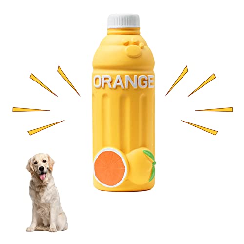 Andiker Mini Latex Hund quietschendes Spielzeug, Getränke-Flasche-geformte Hund Kauspielzeug für Haustiere Training (Orange) von Andiker