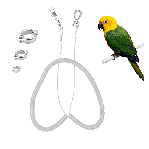 Andiker Papageienfliegendes Seil, 5 Meter Papageien-Fußkette, fliegende Trainingsleine, für den Außenbereich, Anti-Biss, Nymphensittiche, Sternenvögel (weiß) von Andiker