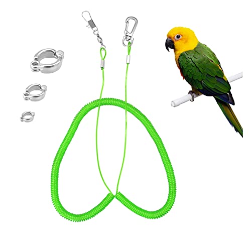 Andiker Papageienfliegendes Seil, 5 Meter Papageien-Fußkette, fliegende Trainingsleine, für den Außenbereich, Anti-Biss, Nymphensittiche, Sternenvögel (grün) von Andiker