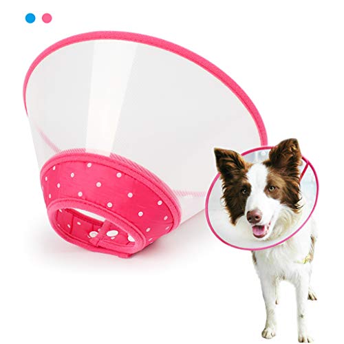 Andiker Pet Cone Recovery Hundekegel, verstellbares Halsband, schützt die Nacken-Operation, entworfen für Katzen und Welpen (M, Pink) von Andiker