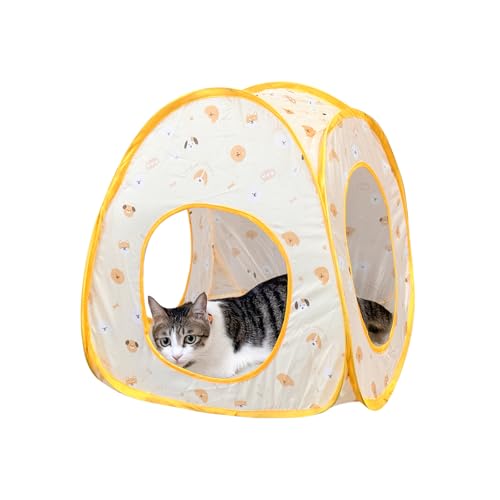 Andiker Pop-Up-Katzenzelt mit 3 Löchern, starker und niedlicher faltbarer Katzentunnel zum Verstecken, Spielen und Schlafen, Gelb Andiker Pop-Up-Katzenzelt mit 3 Löchern, starker und niedlicher faltbarer Katzentunnel zum Verstecken, Spielen und Schlafen, Gelb von Andiker