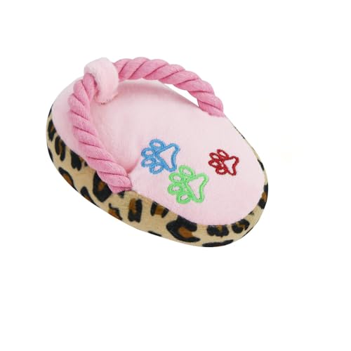 Andiker Quietschendes Hundespielzeug aus Seil für Hunde, langlebig, aus weicher Baumwolle, Kauspielzeug in Schuhform, interaktives Spielzeug für kleine und mittelgroße Hunde (Pink) von Andiker