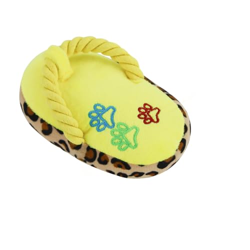 Andiker Quietschendes Hundespielzeug aus Seil für Hunde, langlebig, aus weicher Baumwolle, Kauspielzeug in Schuhform, interaktives Spielzeug für kleine und mittelgroße Hunde (Yellow) von Andiker