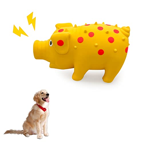 Andiker Quietschendes Hundespielzeug aus natürlichem Latex, Schweineform, Kauspielzeug für die Zahnreinigung, Mini-Welpen-Kauspielzeug für kleine Hunde, um Stress abzubauen und Langeweile zu von Andiker
